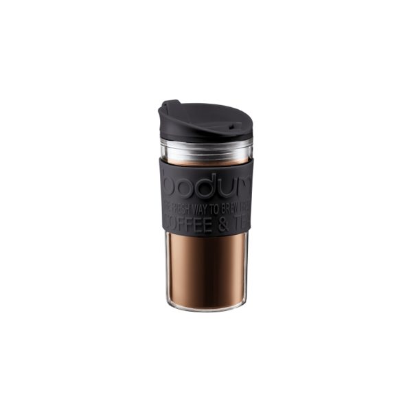 BODUM TRAVEL MUG DOUBLE WALL PLASTIC 0.35L BLACK